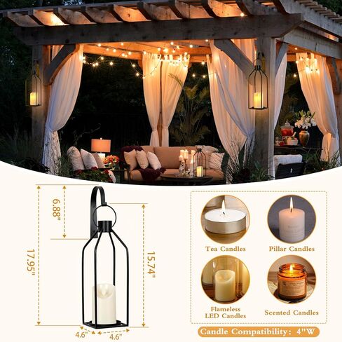 حامل شموع يثبت على الحائط، شمعدانات سوداء لتزيين الحائط، مجموعة من قطعتين مع شموع LED وخطاطيف معلقة، شمعدانات معدنية سوداء لتزيين الحائط لغرفة المعيشة وغرفة الطعام والمطبخ وغرفة النوم والحمام والرواق in Kuwait