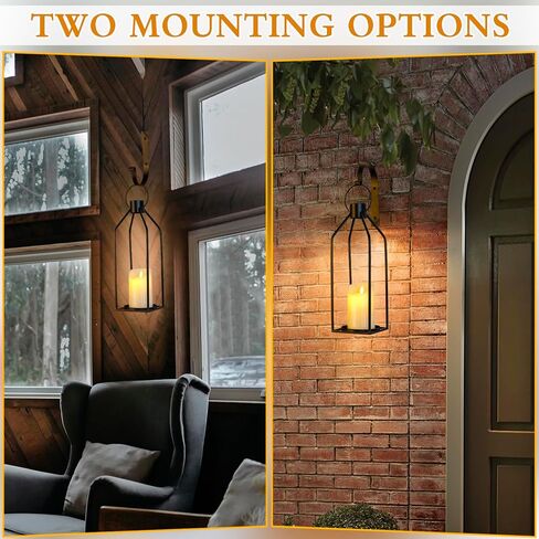 حامل شموع يثبت على الحائط، شمعدانات سوداء لتزيين الحائط، مجموعة من قطعتين مع شموع LED وخطاطيف معلقة، شمعدانات معدنية سوداء لتزيين الحائط لغرفة المعيشة وغرفة الطعام والمطبخ وغرفة النوم والحمام والرواق in Kuwait