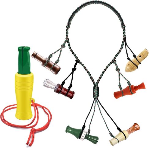 BROTOU 2 حزمة من ملحقات صيد البط، مكالمات البط وحبل استدعاء البط مع 12 حلقة قابلة للإزالة باراكورد أوزة لعبة حامل البطة معدات المفترس للصيد in Kuwait