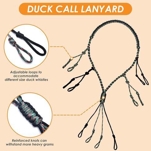 BROTOU 2 حزمة من ملحقات صيد البط، مكالمات البط وحبل استدعاء البط مع 12 حلقة قابلة للإزالة باراكورد أوزة لعبة حامل البطة معدات المفترس للصيد in Kuwait