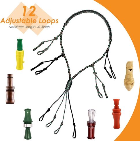 BROTOU 2 حزمة من ملحقات صيد البط، مكالمات البط وحبل استدعاء البط مع 12 حلقة قابلة للإزالة باراكورد أوزة لعبة حامل البطة معدات المفترس للصيد in Kuwait