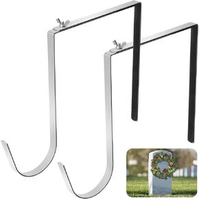 4 Pcs Christmas Headstone Wreath Hanger- Fit 6"-11" Adjustable Cemetery Tombstone Wreath Holder- Stainless Steel Cemetery Gravestone Wreath Stand for Christmas Memorial Day Gravestone Decoration in Kuwait