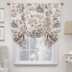 Mightree Blackout Tie Up Curtains for Windows, Three-Layer Woven Roman Curtains, Thermal Insulated Balloon Curtain, Shade Rod Valance Curtains for Kitchen, Living Room, Bedroom, Green, 42" Wx63 L in Kuwait