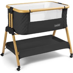 3 in 1 Baby Bassinet with Wheels, Portable Bedside Sleeper for Baby with 7 Adjustable Heights and Foam Mattress, Baby Bedside Crib for Newborns and Infants with Storage Basket, Carry Bag Included in Kuwait