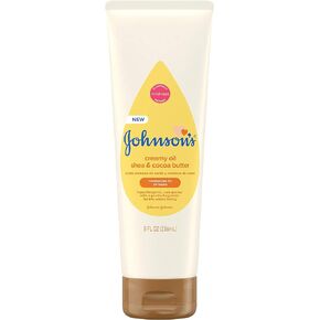 Johnson's Baby Creamy Oil for Baby with Shea & Cocoa Butter, Moisturizing Body Lotion with Gentle Fragrance, Hypoallergenic, Non-Greasy, Paraben-Free, Phthalate-Free and Dye-Free, 8 fl. oz in Kuwait