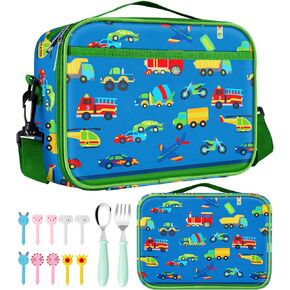 Swooflia Lunch Bag Box For Kids Girls Boys School Preschool Kindergarten Mermaid Insulated Cooler Lunchboxes Reusable Lunch Kit Pail 5.3L With Fork Spoon Food Picks for 4-12 Years Old