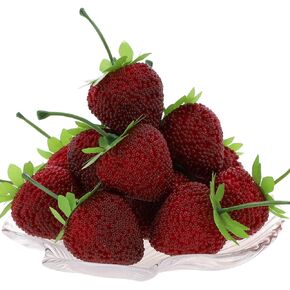 Woration 30pcs Artificial Fake Strawberry Lifelike Red Realistic Plastic Strawberries Simulation Fruit for Home Kitchen Wedding Decoration Arrangements Photography Prop