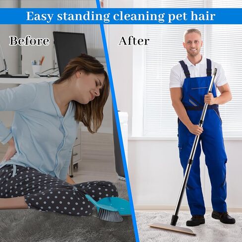 Pet Hair Remover, 60" Carpet Rake with 4 Height, Cat Dog Hair Remover and Hair Scraper Fur Remover, Carpet Rake Pet Hair Removal Tool for Carpets, Rugs, Mats, Couch, Car Mats in Kuwait