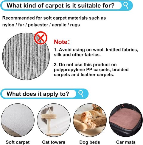 Pet Hair Remover, 60" Carpet Rake with 4 Height, Cat Dog Hair Remover and Hair Scraper Fur Remover, Carpet Rake Pet Hair Removal Tool for Carpets, Rugs, Mats, Couch, Car Mats in Kuwait