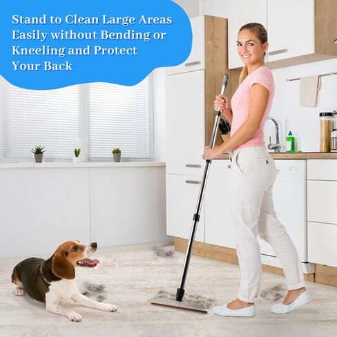 Pet Hair Remover, 60" Carpet Rake with 4 Height, Cat Dog Hair Remover and Hair Scraper Fur Remover, Carpet Rake Pet Hair Removal Tool for Carpets, Rugs, Mats, Couch, Car Mats in Kuwait