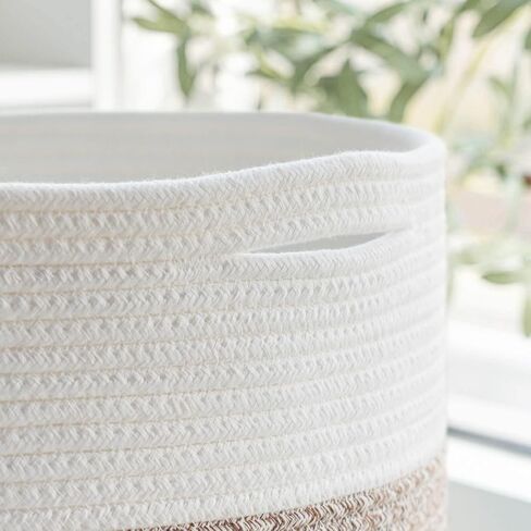 Goodpick 2pack Large Woven Blanket Storage Baskets Round Laundry Basket Toy Organizier Clothes Hamper Shoe Storage Bins Brown in Kuwait