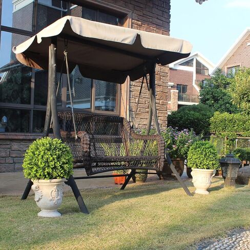 ECOLVANT اثنين من نباتات الأوكالبتوس الاصطناعية توبياري الكرة مقاس 20 بوصة من خشب البقس الاصطناعي المقاوم للأشعة فوق البنفسجية في بوعاء النباتات للشرفة الأمامية والحديقة المنزلية والداخلية والخارجية in Kuwait