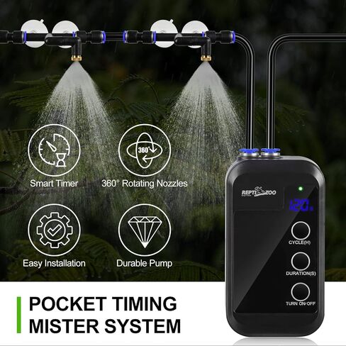 REPTI ZOO Reptile Humidifier, Mini Automatic Misting System for Reptile Terrariums, Rainforest Spray System with Adjustable Spray Nozzles in Saudi Arabia