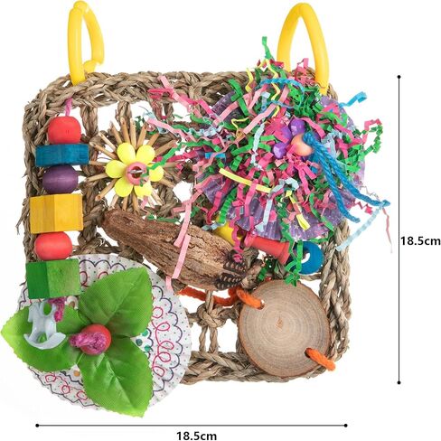 Bird Toys, Parrot Toys, Set of 2 Seagrass Woven Suspension Cushions, Natural Parrot Chew Toys for African Grey Parrots, Amazon Parrots, Lovebirds Small and Medium Birds. in Kuwait