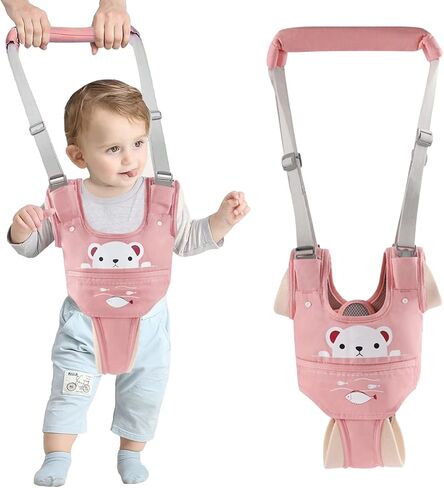 Baby Walking Harness Handheld Baby Walker Assistant Belt (Pink) | Adjustable Toddler Infant Walker Harnesses Standing Up and Walking Learning Helper With Detachable Crotch for 9-24 Month Old in Saudi Arabia