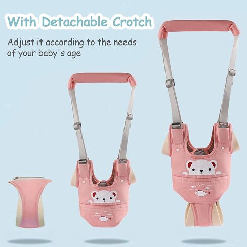 Baby Walking Harness Handheld Baby Walker Assistant Belt (Pink) | Adjustable Toddler Infant Walker Harnesses Standing Up and Walking Learning Helper With Detachable Crotch for 9-24 Month Old in Saudi Arabia