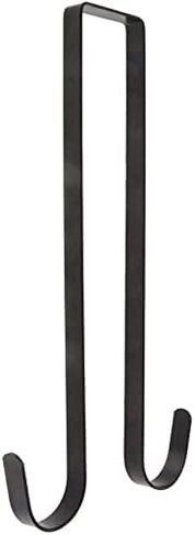 uoboeuq 12 بوصة خطافات شماعات إكليل عيد الميلاد فوق الباب خطافات معدنية عملية خطافات شماعات مناشف لزينة الباب الأمامي لعيد الميلاد - معدن قوي ممتاز (أسود) in Kuwait