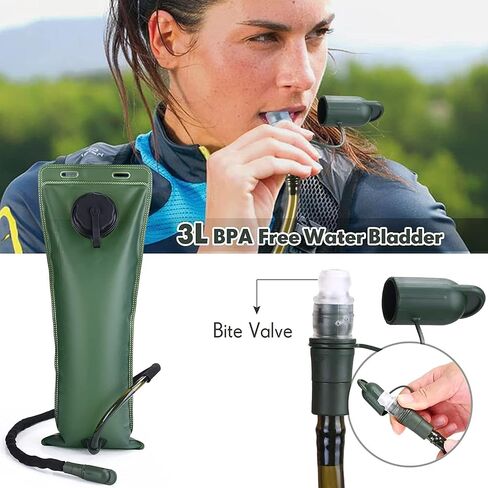 Hydration Bladder 2.5L Water Reservoir,BPA Free Leak Proof Water Bladder for Hiking Backpack Biking and Compaing Military Green 2.5 Liter Water Pouch Hydration Pack Replacement in Kuwait