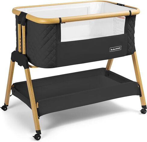 3 in 1 Baby Bassinet with Wheels, Portable Bedside Sleeper for Baby with 7 Adjustable Heights and Foam Mattress, Baby Bedside Crib for Newborns and Infants with Storage Basket, Carry Bag Included in Kuwait