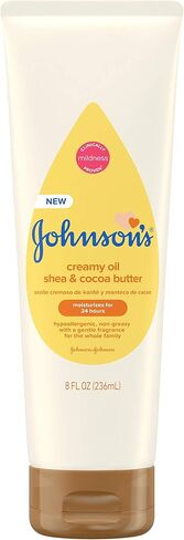 Johnson's Baby Creamy Oil for Baby with Shea & Cocoa Butter, Moisturizing Body Lotion with Gentle Fragrance, Hypoallergenic, Non-Greasy, Paraben-Free, Phthalate-Free and Dye-Free, 8 fl. oz in Saudi Arabia