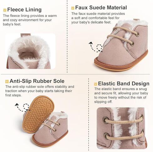 KIDSUN Newborn Infant Baby Boys Girls Fleece Booties Stay On Socks Soft Shoes Non Skid Winter Warm Christmas Slippers in Saudi Arabia