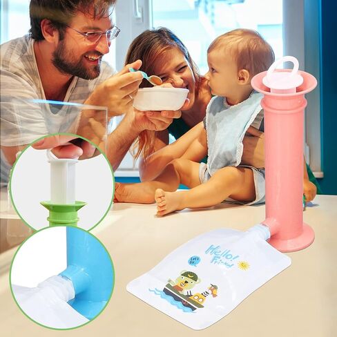 حشو هريس الفاكهة، صانع طعام محمول لضغط الفاكهة هريس الفاكهة مع 9 قطع أكياس ملونة نقية قابلة لإعادة الاستخدام للأطفال (أزرق) in Kuwait