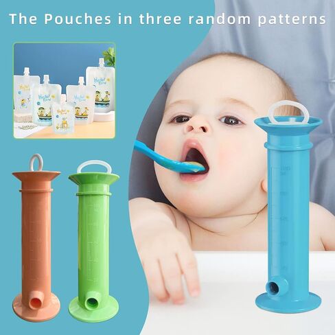 حشو هريس الفاكهة، صانع طعام محمول لضغط الفاكهة هريس الفاكهة مع 9 قطع أكياس ملونة نقية قابلة لإعادة الاستخدام للأطفال (أزرق) in Kuwait