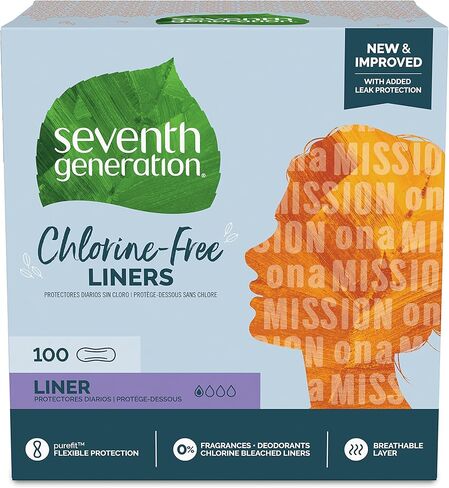 Seventh Generation Pantiliners Pads Absorbent pads Light Absorbency Chlorine Free Pads 100 count in Kuwait