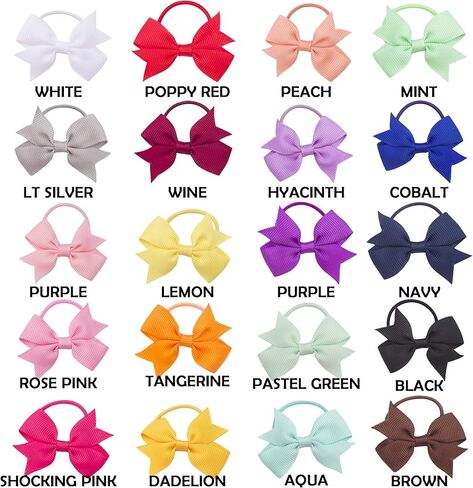 فينو بو 20 زوجًا من ربطات الشعر المرنة على شكل فيونكة صغيرة مقاس 2 انش للبنات والرضع والأطفال الصغار in Kuwait