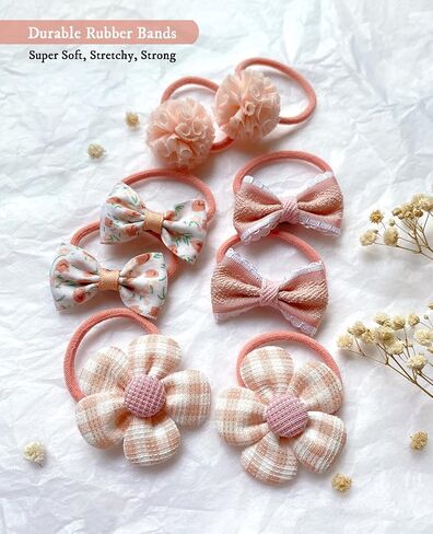 Boutique Baby Girl Hair Ties with Flowers, 28 Pcs Hair Bow Ties for Toddler Girls, Elastics Ponytail Holders Pigtails Rubber Bands by Cherssy in Saudi Arabia