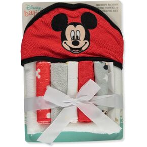 طبعة وجه سعيد من Cudlie Disney Baby Mickey Mouse (منشفة بغطاء للرأس مع مجموعة مناشف مكونة من 5 قطع) in Kuwait