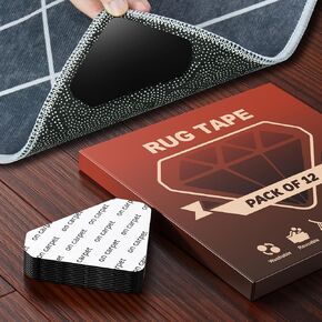 شريط سجاد CVY 12 قطعة، وسادات سجاد مزدوجة الجوانب غير قابلة للانزلاق، زوايا سجادة لتثبيت البساط لأسفل، شريط سجاد لسجاد المنطقة، مقابض زوايا البساط للأرضيات الخشبية والبلاط، قابلة لإعادة الاستخدام وقابل للغسل لملصقات السجاد in Kuwait