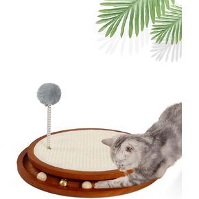 Cat Scratcher, Cat Natural Sisal Scratching Pad, Kitten Interactive Toy with Ball Track Spring Ball for Chasing Hunting Mental Physical Exercise Puzzle