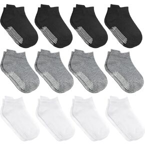 Debra Weitzner Toddler Socks With Grips - 12 Pack Ankle Cotton Grip Socks for Baby Boys Girls Infant's and Kids 6-M - 5 years in Kuwait
