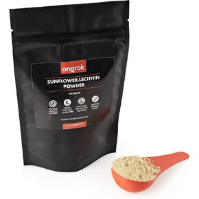اونجروك مسحوق ليسيثين عباد الشمس الطبيعي بالكامل، نباتي، مسحوق ليسيثين غير معدل وراثيا للاكل، يتضمن مغرفة 15 غرام، عامل ربط سحري (100 غرام/3.52 اونصة) in Kuwait