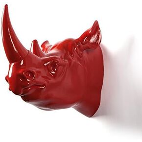 YL Crafts - Resin Rhino Head Sculpture Animal Wall Decoration (Red) in Saudi Arabia