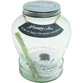 Top Shelf Family Memory Jar With 180 Tickets, Pen, and Decorative Lid,Blue, Large