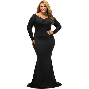 فستان LALAGEN نسائي رسمي بأكمام طويلة بدون أكتاف بمقاس كبير in Kuwait