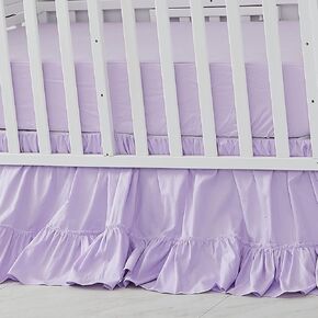 Brandream Boho Bohemian Girl Baby Nursery Crib Bed Skirt Dust Ruffle - Neutral Solid Color Beige Cream Off White Farmhouse Chic 100% Washed Cotton Ruffle in Kuwait