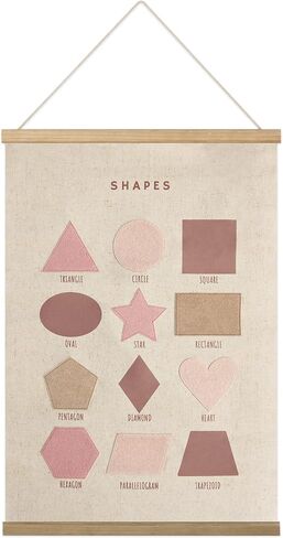 Bon et Beau 16×24 Inch Embroidered Alphabet Poster Framed with Wood Hanger - Dusty Pink Wall Decor for Girls Nursery, Bedroom, Playroom, Toddler and Kids Room in Saudi Arabia