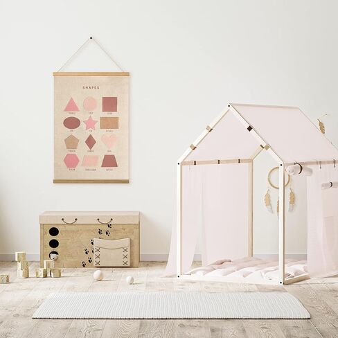 Bon et Beau 16×24 Inch Embroidered Alphabet Poster Framed with Wood Hanger - Dusty Pink Wall Decor for Girls Nursery, Bedroom, Playroom, Toddler and Kids Room in Saudi Arabia