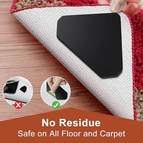 شريط سجاد CVY 12 قطعة، وسادات سجاد مزدوجة الجوانب غير قابلة للانزلاق، زوايا سجادة لتثبيت البساط لأسفل، شريط سجاد لسجاد المنطقة، مقابض زوايا البساط للأرضيات الخشبية والبلاط، قابلة لإعادة الاستخدام وقابل للغسل لملصقات السجاد in Kuwait