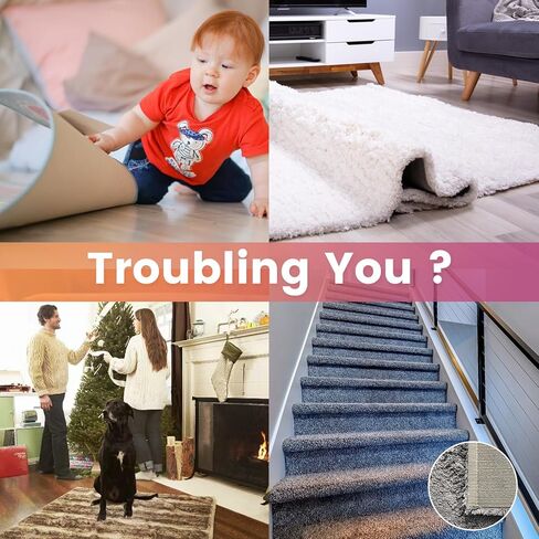 YHOVID [24 Pack] Grippers for Rugs, Double Sided Non-Slip Rug Pads Rug Tape Stickers Washable Area Rug Pad Carpet Tape Corner Side Gripper for Hardwood Floors and Tile,Keeping Your Rug in Place in Kuwait