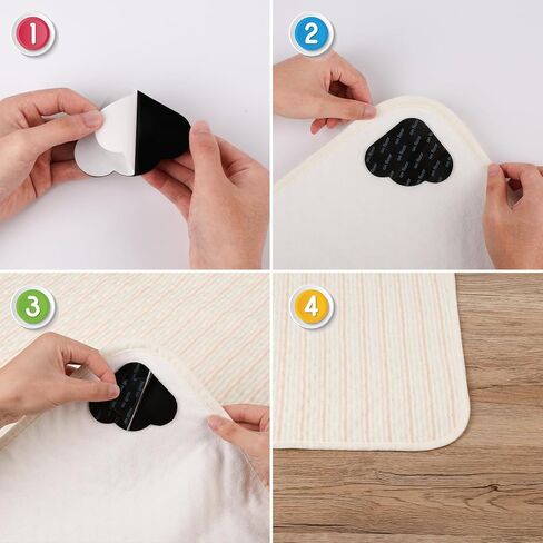 YHOVID [24 Pack] Grippers for Rugs, Double Sided Non-Slip Rug Pads Rug Tape Stickers Washable Area Rug Pad Carpet Tape Corner Side Gripper for Hardwood Floors and Tile,Keeping Your Rug in Place in Kuwait