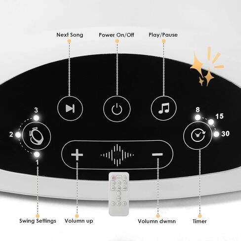 أرجوحة الأطفال من كيدينيكس مع بلوتوث، 10 تهويدات، 3 سرعات، حزام أمان وجهاز تحكم عن بعد - حركة هزازة طبيعية، تتضمن ألعاب معلقة، رمادي in Kuwait