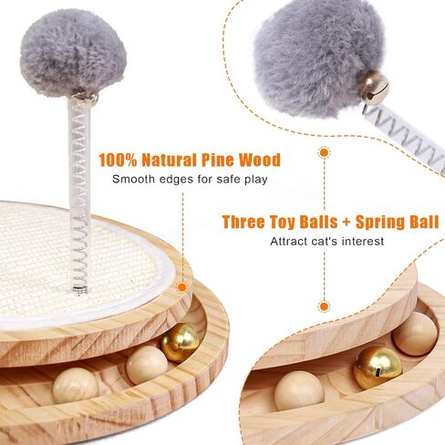 LMUGOOS Cat Scratcher, Cat Natural Sisal Scratching Pad, Kitten Interactive Toy with Ball Track Spring Ball for Chasing Hunting Mental Physical Exercise Puzzle in Saudi Arabia