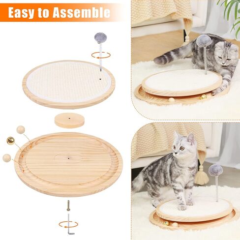 LMUGOOS Cat Scratcher, Cat Natural Sisal Scratching Pad, Kitten Interactive Toy with Ball Track Spring Ball for Chasing Hunting Mental Physical Exercise Puzzle in Saudi Arabia
