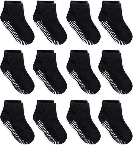 ZAPLES Baby Non Slip Grip Ankle Socks with Anti Skid Grippers Boys Girls Low Cut for Infants Toddlers Kids in Kuwait