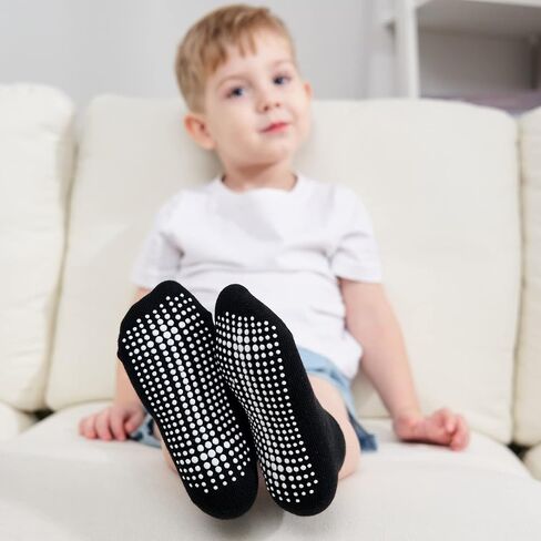 ZAPLES Baby Non Slip Grip Ankle Socks with Anti Skid Grippers Boys Girls Low Cut for Infants Toddlers Kids in Kuwait