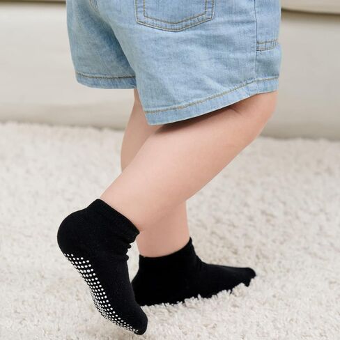 ZAPLES Baby Non Slip Grip Ankle Socks with Anti Skid Grippers Boys Girls Low Cut for Infants Toddlers Kids in Kuwait